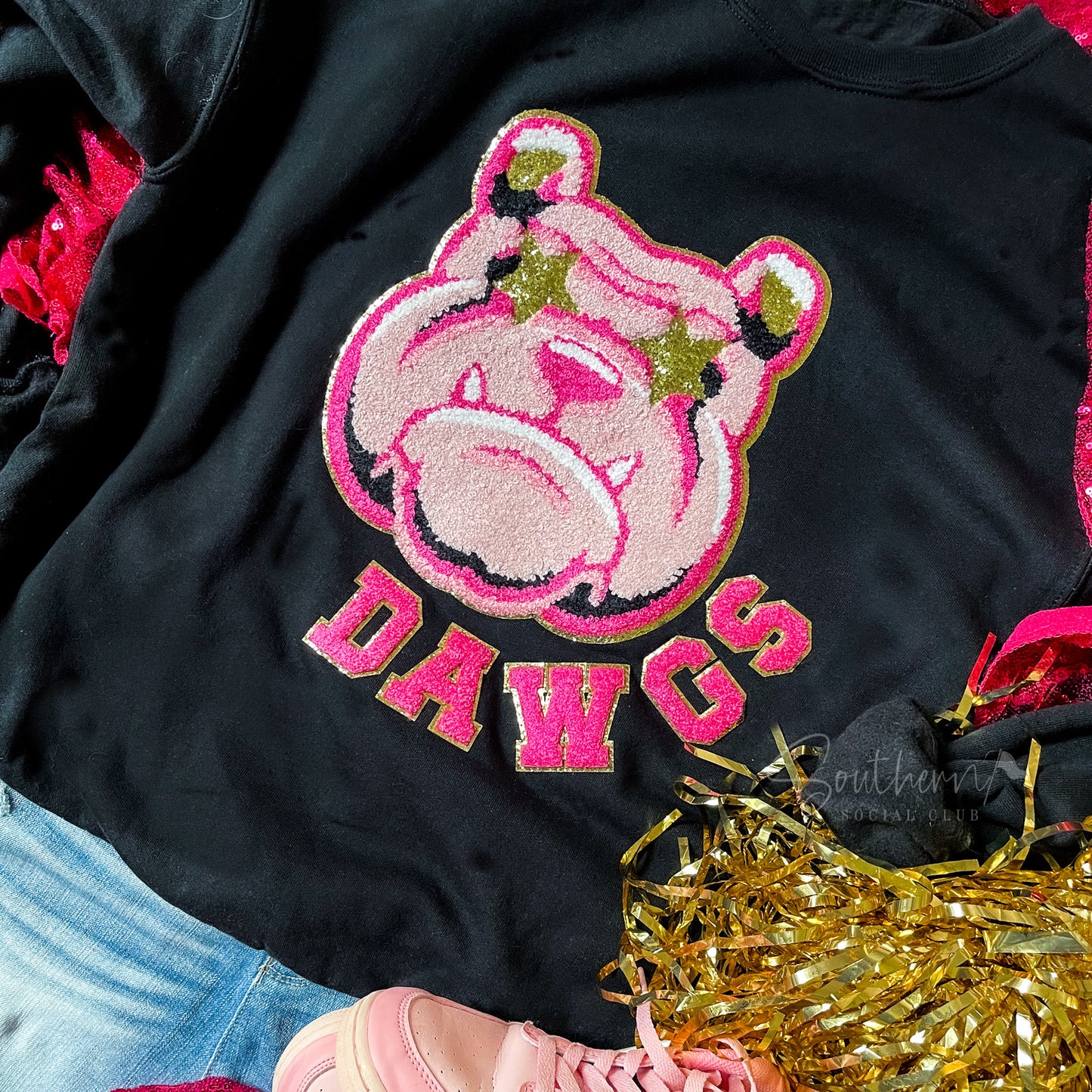 Preppy Bulldog Sweatshirt - Black