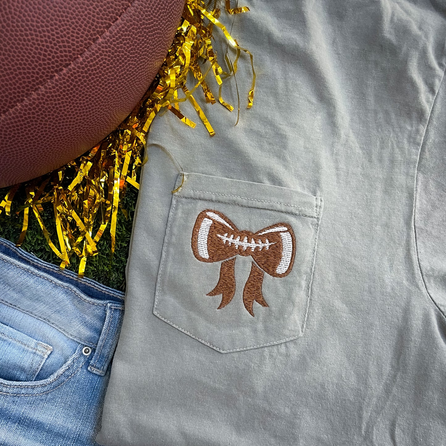 Football Bow Pocket Tee