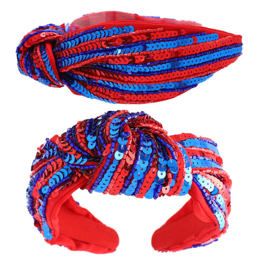 Sequin Headband | Red & Blue