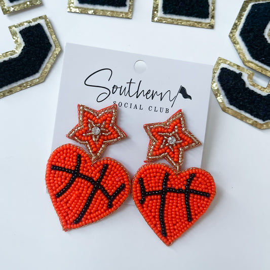 Basketball Earrings | Beaded Heart