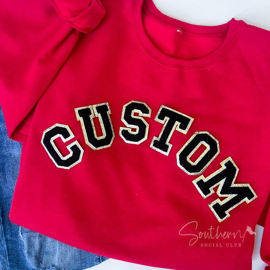Custom Chenille Sweatshirt | Black Letters