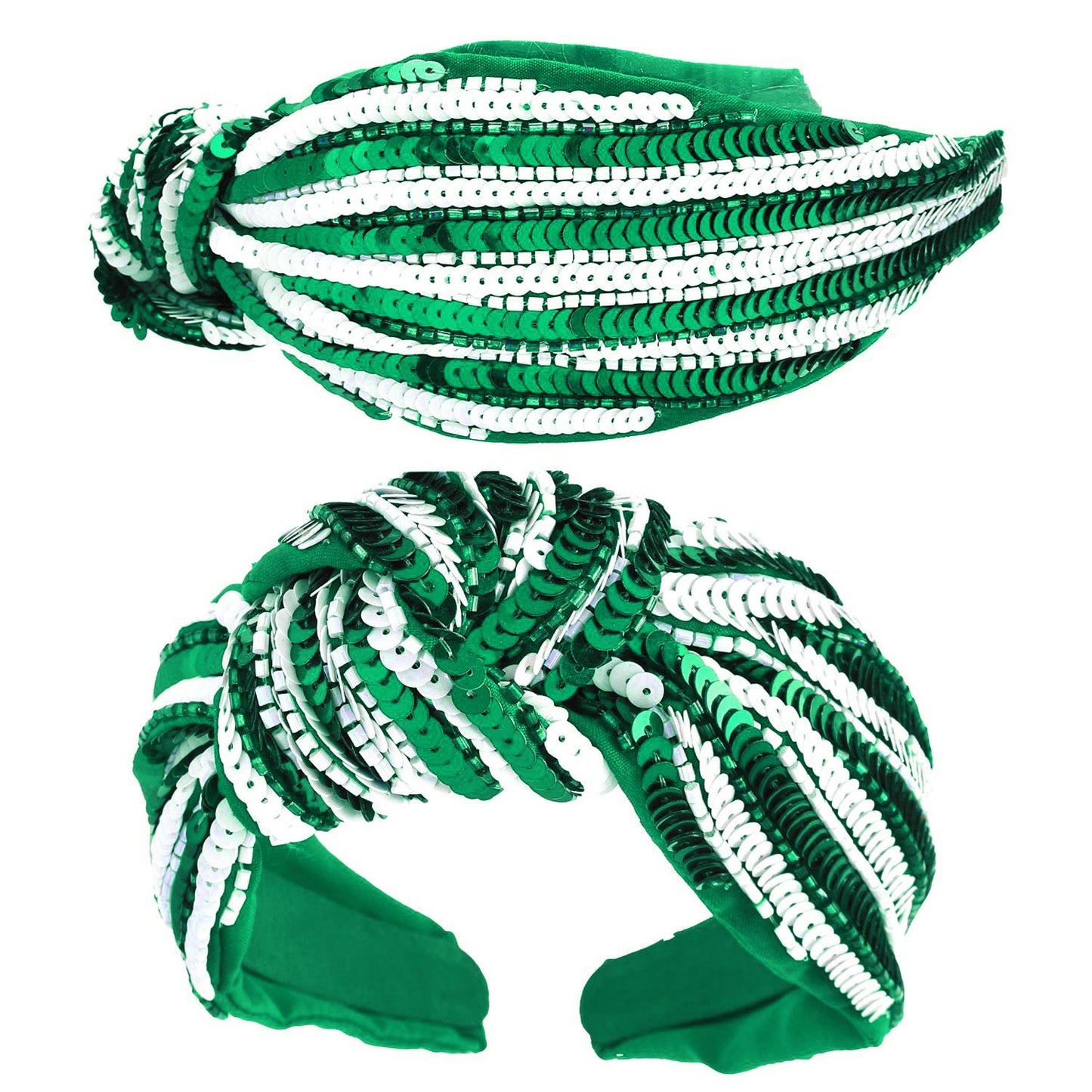 Sequin Headband | Green & White