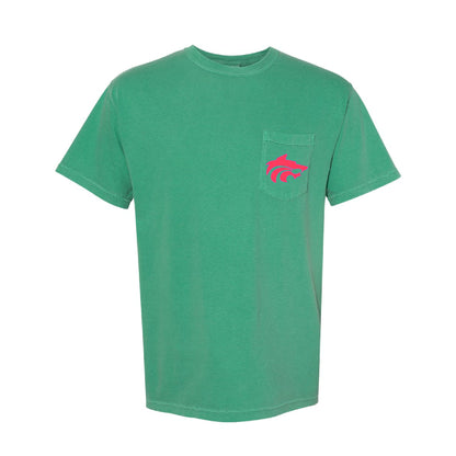 Embroidered Pocket Tee | Pink Design