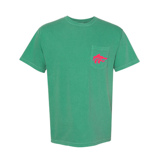 Embroidered Pocket Tee | Pink Design